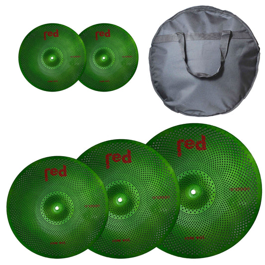 Green Low Volume 5 piece Cymbal Set with free 20" Bag